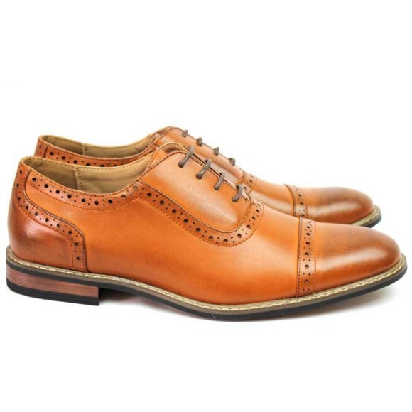 Men\'s Brown Dress Shoes Cap Toe Lace Up Oxfords Leather Lining Wedding Tuxedo main image 6